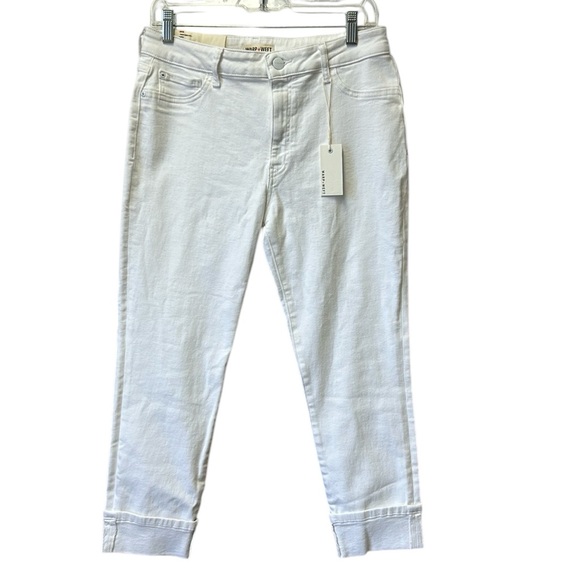 NWT Warp + Weft JFK New York‎ City Capris Jeans Cuffed Stretchy Cropped White 31 - Picture 1 of 12